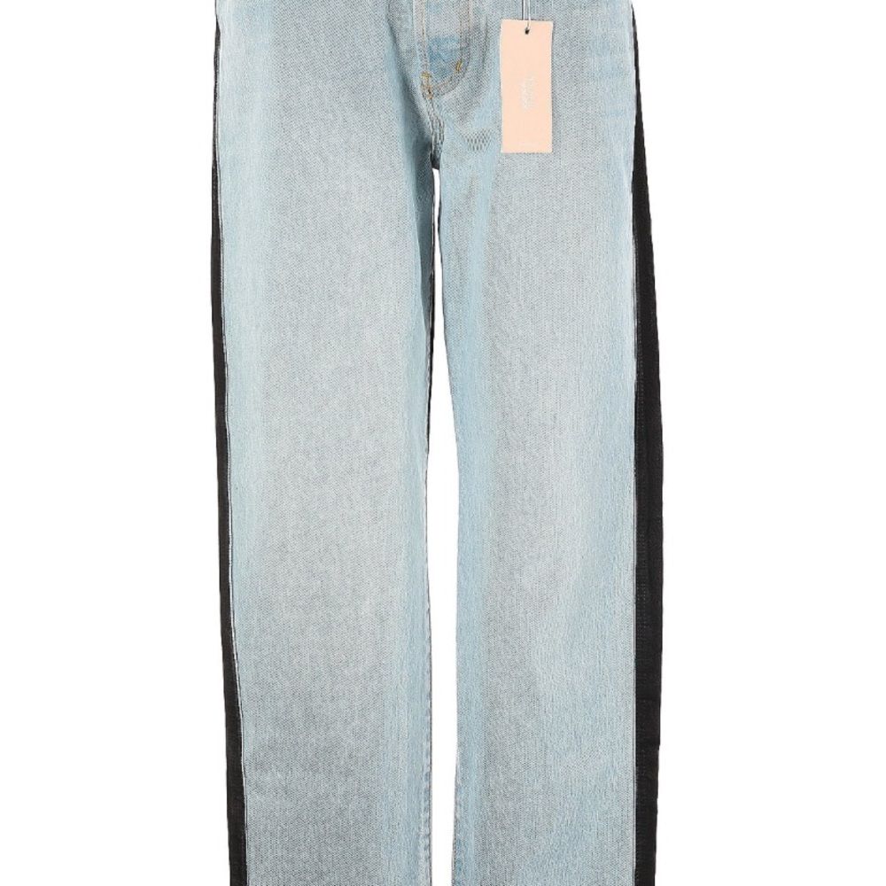 REVICE Blue and Black Straight Leg Jeans with Contrast